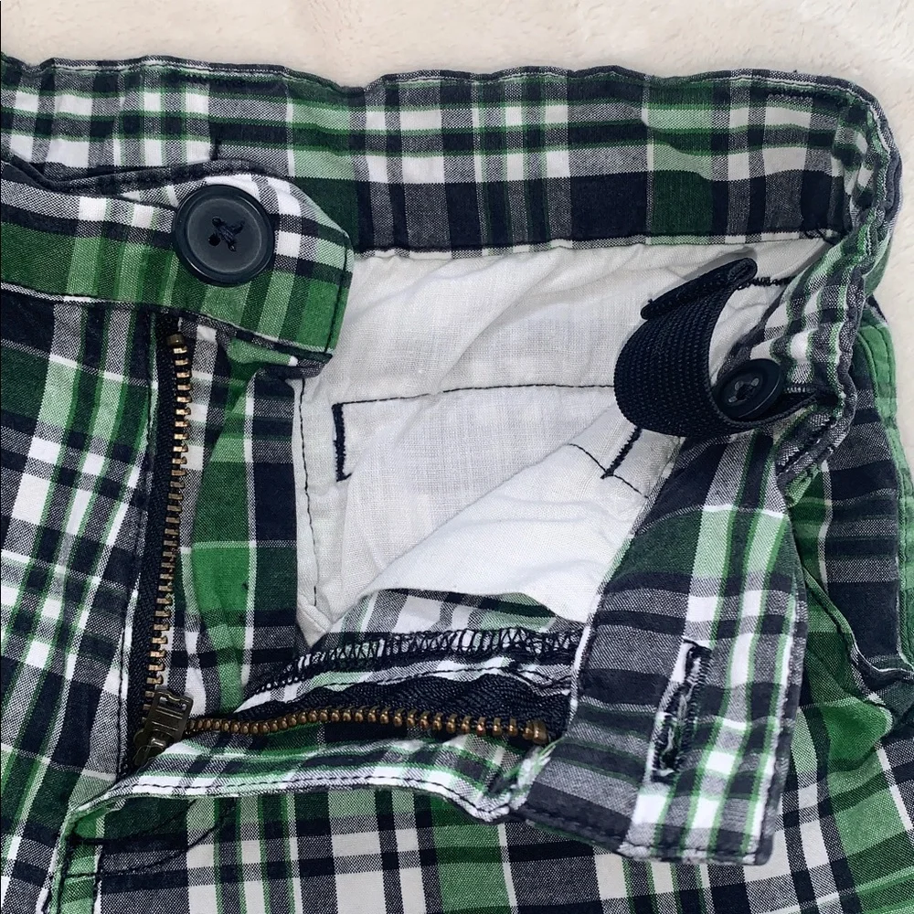 Gymboree Green & Blue Plaid Shorts 4 Adjustable Waist EUC